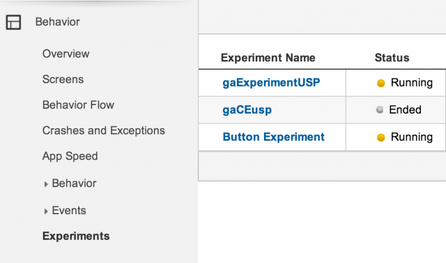 Publishing a Google Analytics experiment