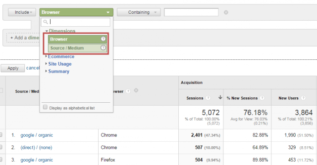 Filtering Google Analytics using two dimensions