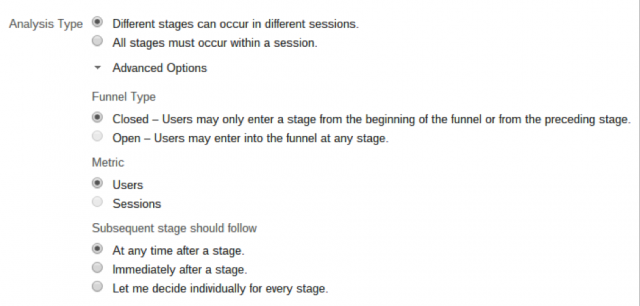 Custom funnel options