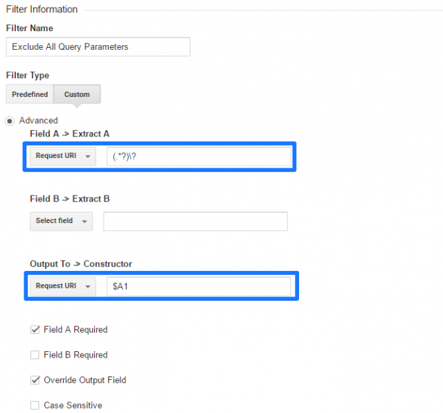 Exclude all query parameters