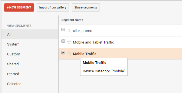 Mobile traffic segment